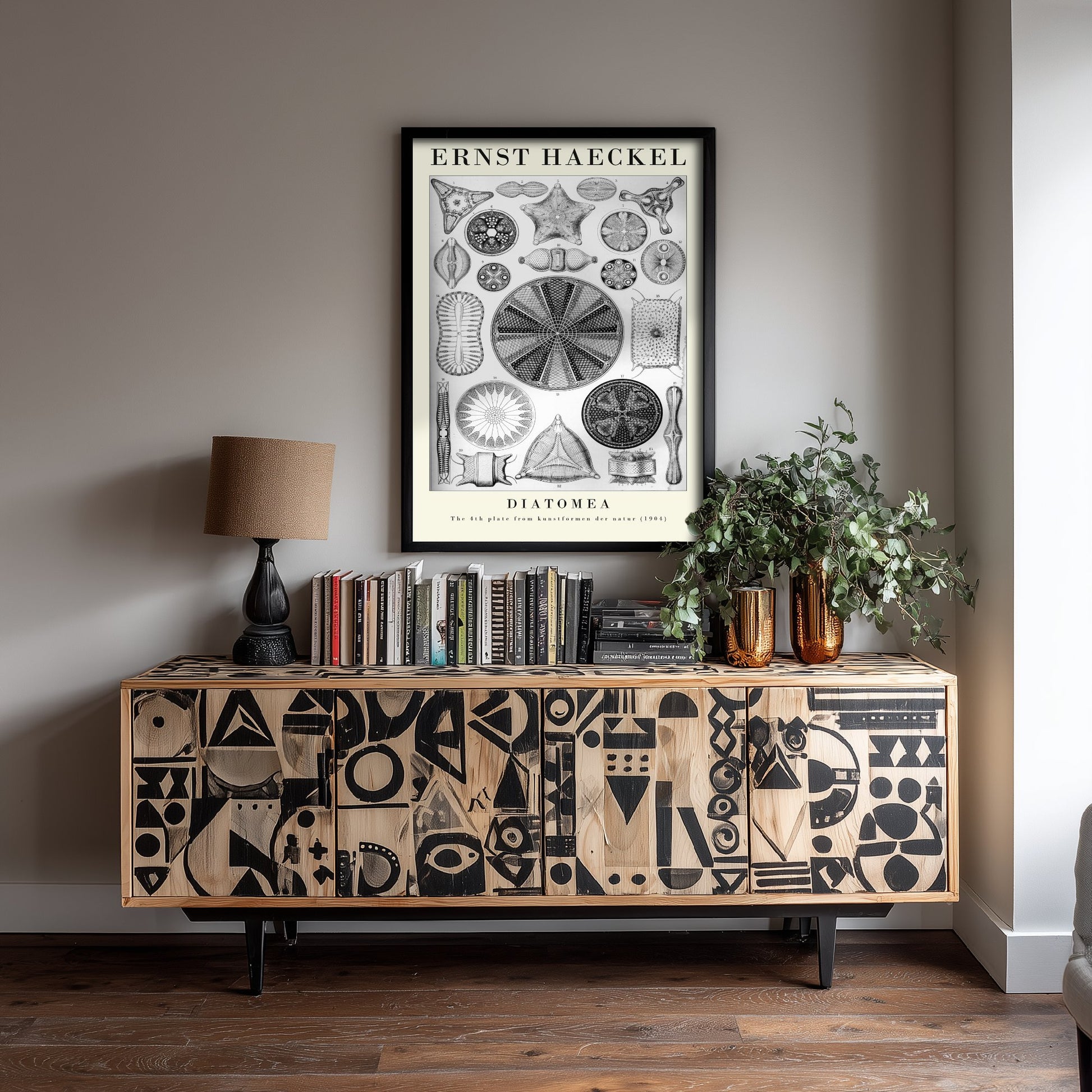 Diatoms Art Print - Ernst Haeckel Poster - Diatomea Plate 4 - Black & White Art Forms in Nature Illustration