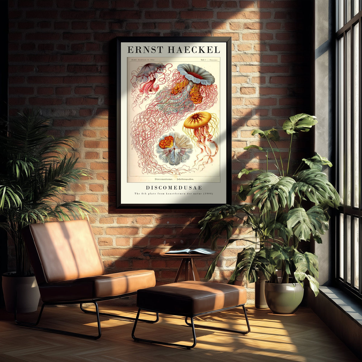 Jellyfish Art Print - Ernst Haeckel Poster - Discomedusae Plate 8 - Blue & Orange Art Forms in Nature Illustration