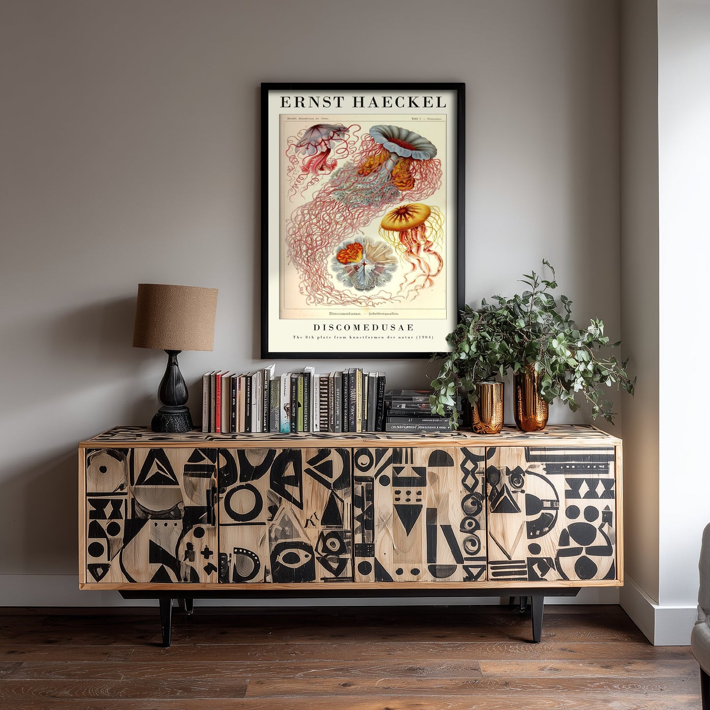 Jellyfish Art Print - Ernst Haeckel Poster - Discomedusae Plate 8 - Blue & Orange Art Forms in Nature Illustration