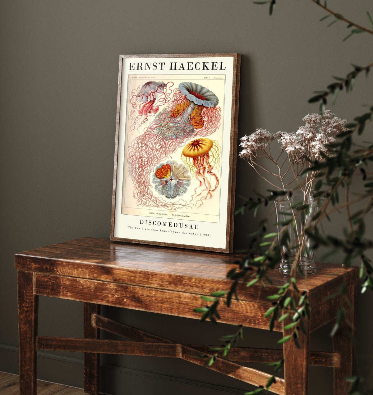 Jellyfish Art Print - Ernst Haeckel Poster - Discomedusae Plate 8 - Blue & Orange Art Forms in Nature Illustration