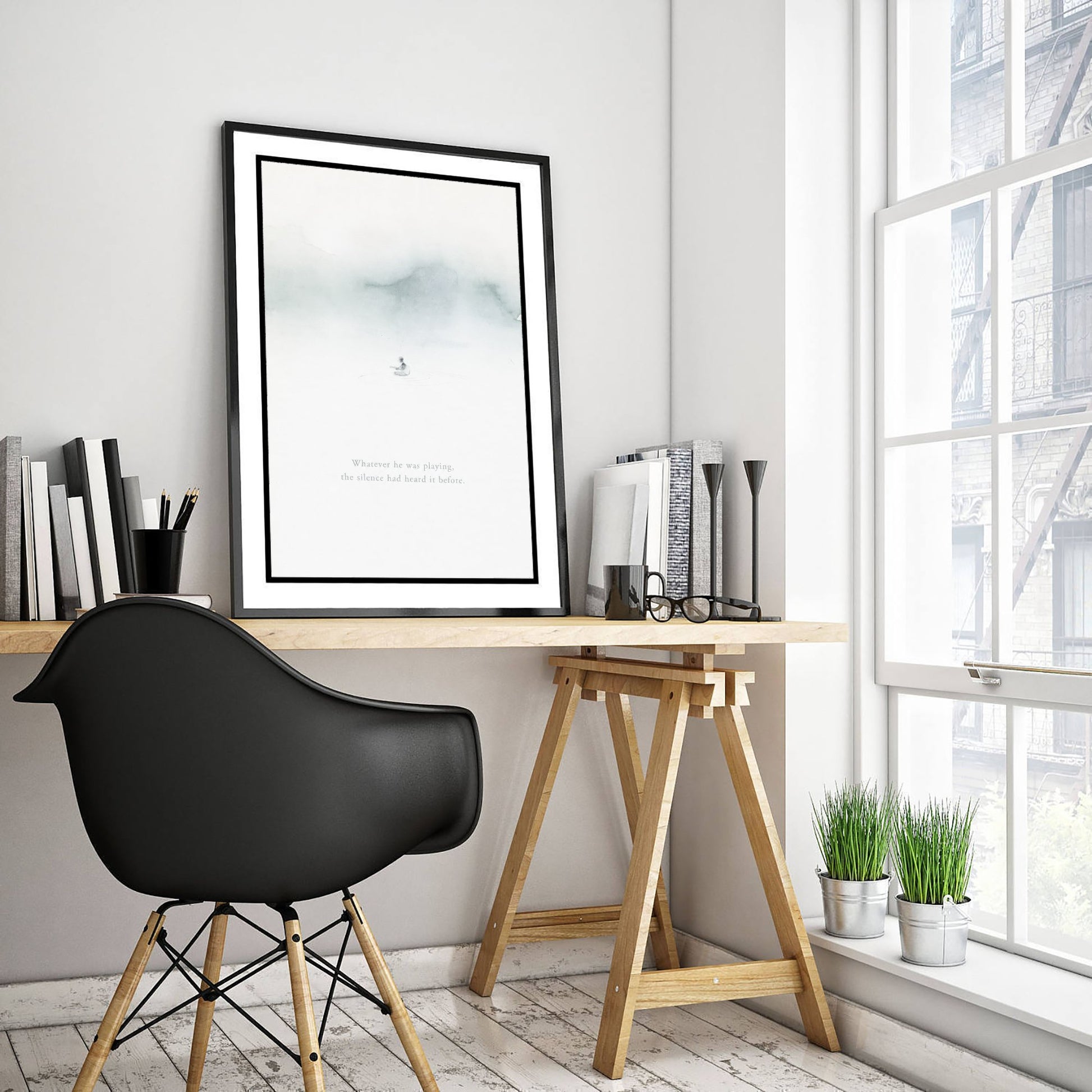 Guitar Music Quote Art Print - The Silence Had Heard It Before Poster - Ethereal Illustration 1/3