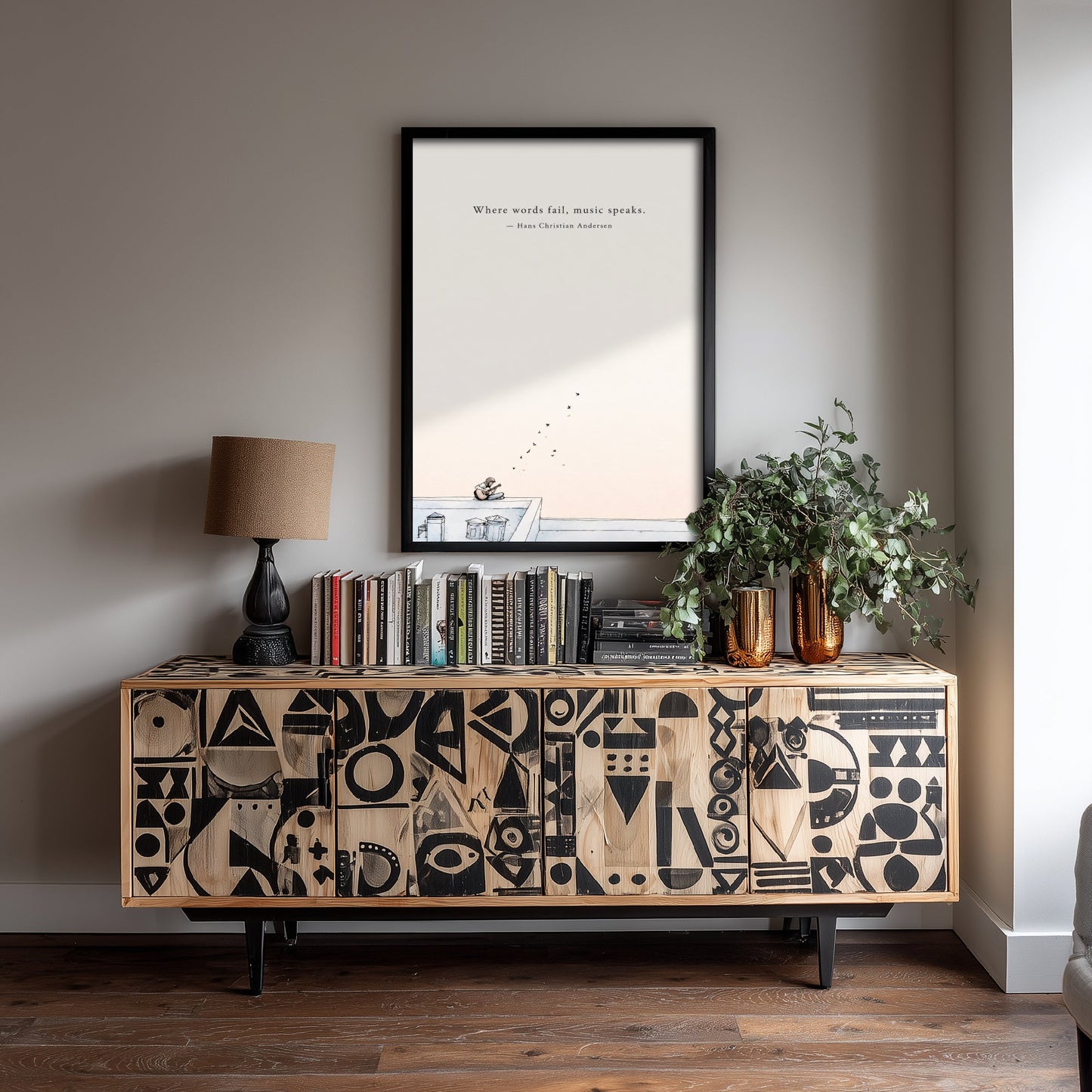 Where Words Fail Music Speaks Art Print - Hans Christian Andersen Quote Poster - Ethereal Illustration 2/3