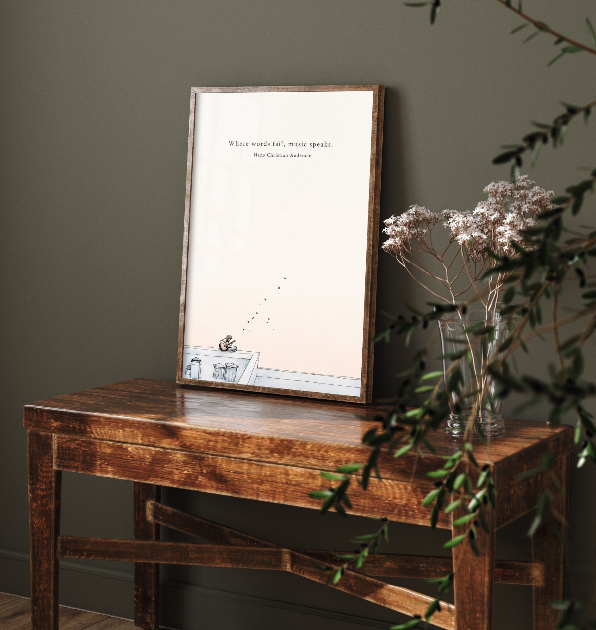 Where Words Fail Music Speaks Art Print - Hans Christian Andersen Quote Poster - Ethereal Illustration 2/3