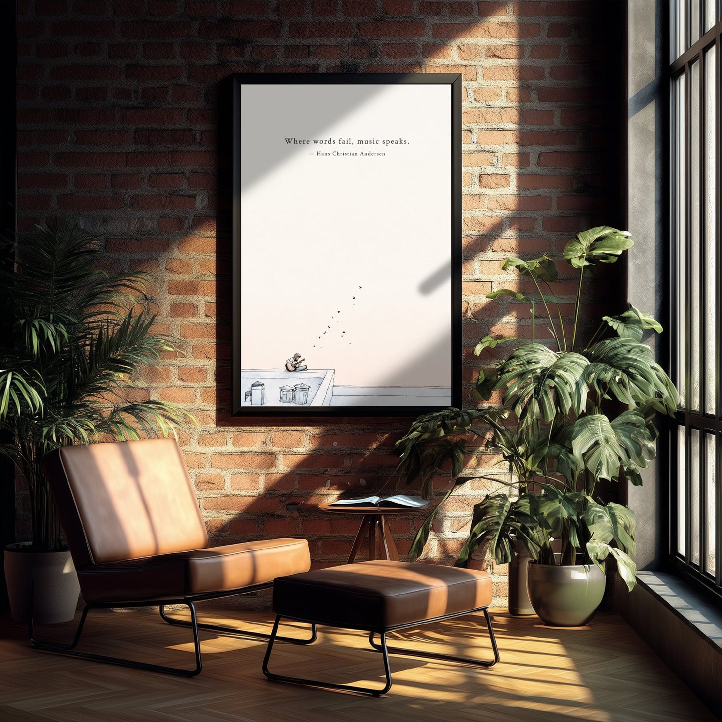 Where Words Fail Music Speaks Art Print - Hans Christian Andersen Quote Poster - Ethereal Illustration 2/3