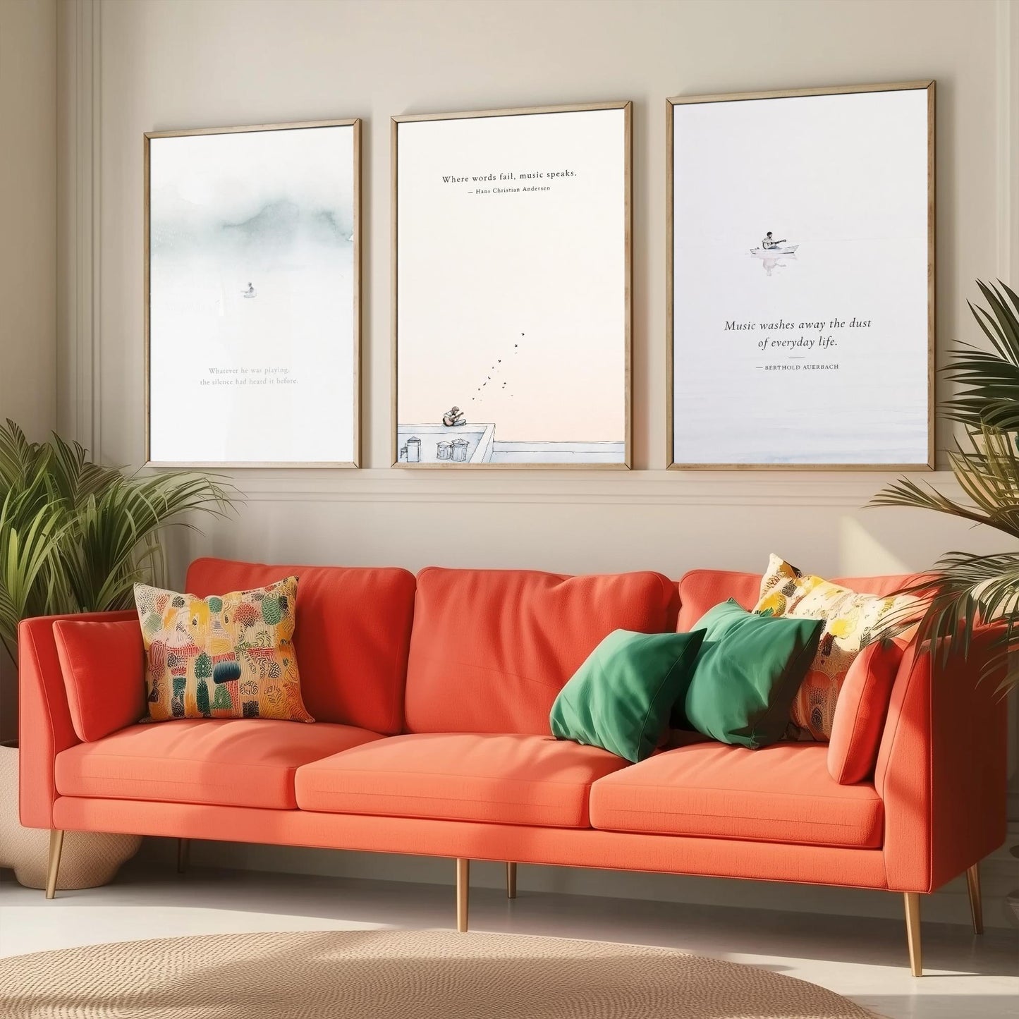 Ethereal Guitar Quotes Set of Three Art Prints - Music Quote Wall Art - Minimalist Poster Watercolour Painting Gift Decor