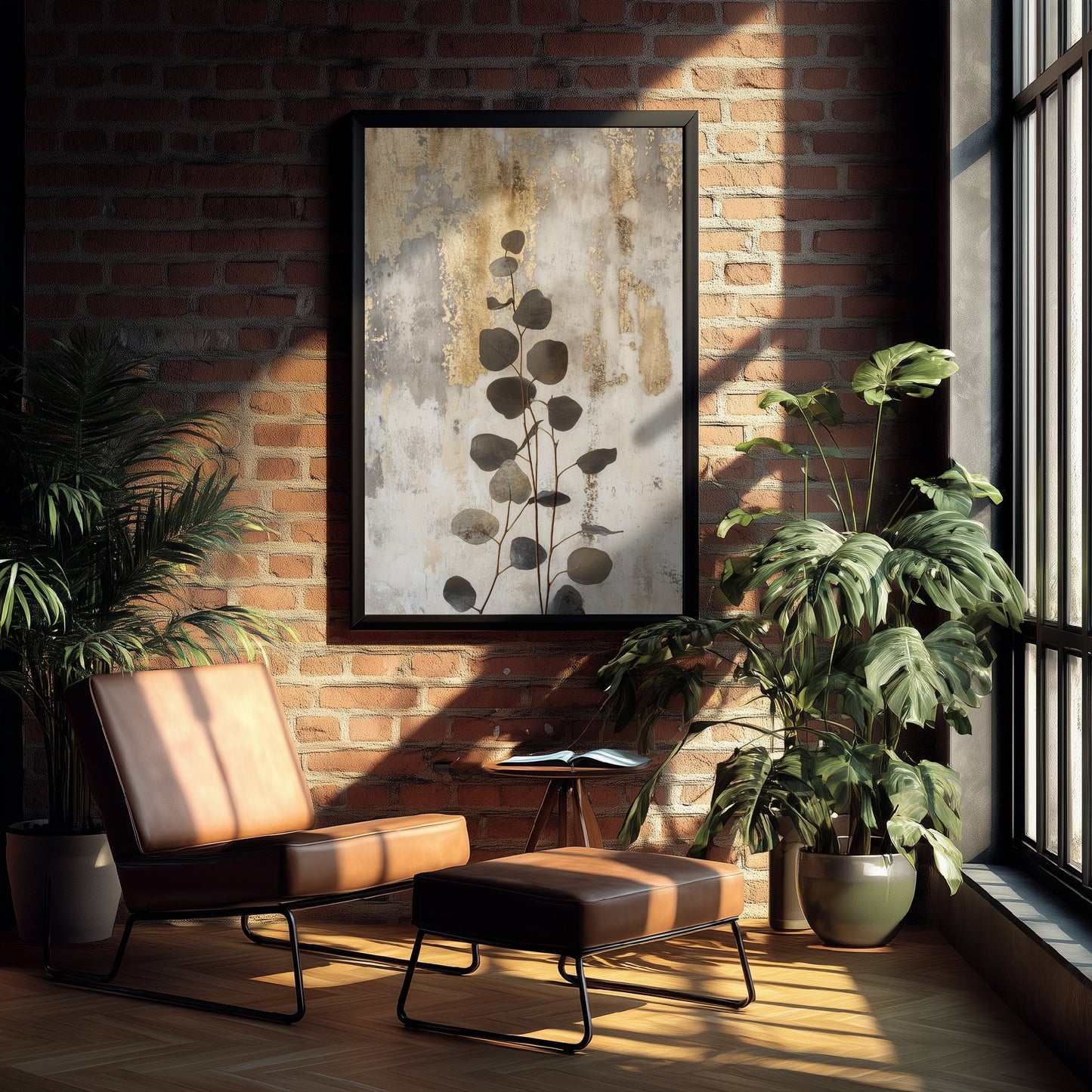 Gold Foil Eucalyptus Poster - Minimal Botanical Art Print - Grey Leaf Painting - Modern Foliage V1 2/3