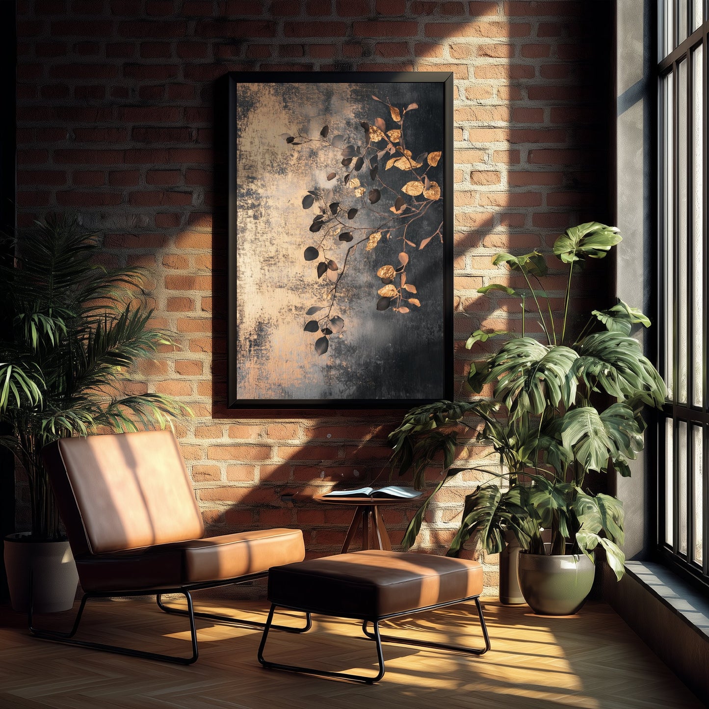 Gold Foil Eucalyptus Poster - Copper Leaf Botanical Art Print - Bronze Painting - Modern Foliage V2 3/3