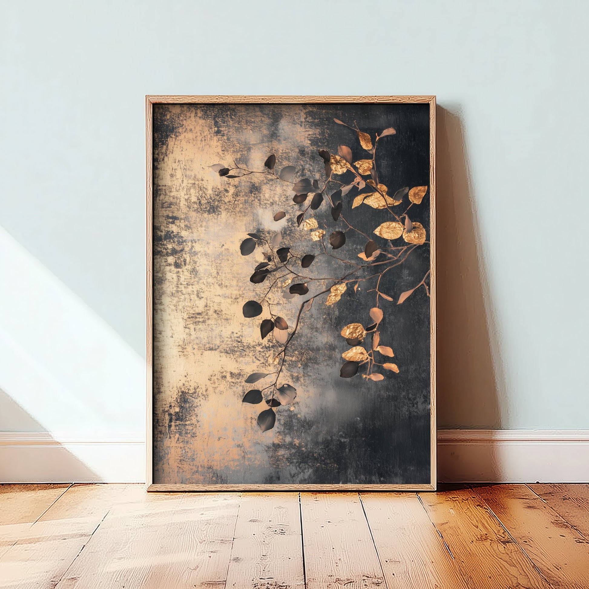 Gold Foil Eucalyptus Poster - Copper Leaf Botanical Art Print - Bronze Painting - Modern Foliage V2 3/3