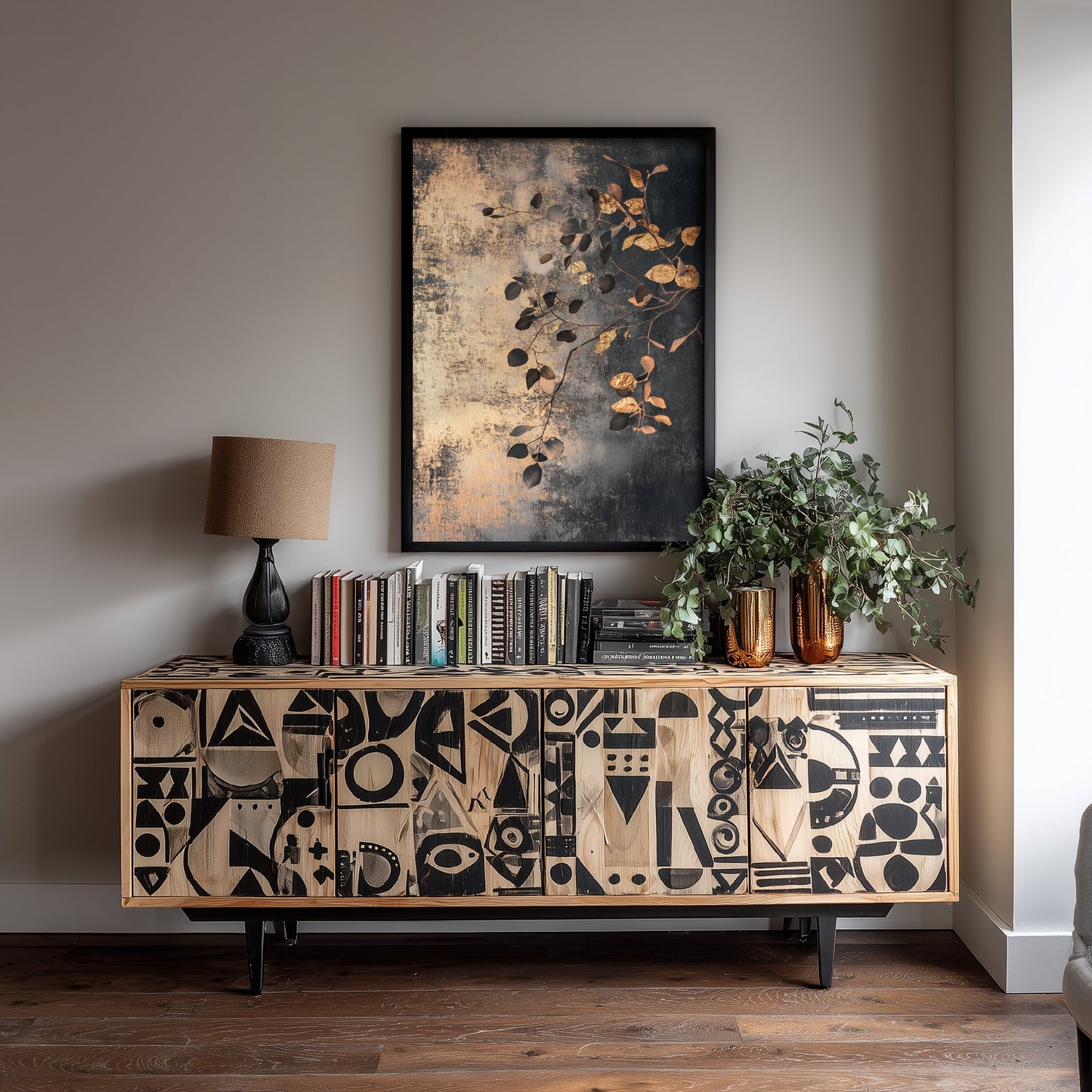 Gold Foil Eucalyptus Poster - Copper Leaf Botanical Art Print - Bronze Painting - Modern Foliage V2 3/3