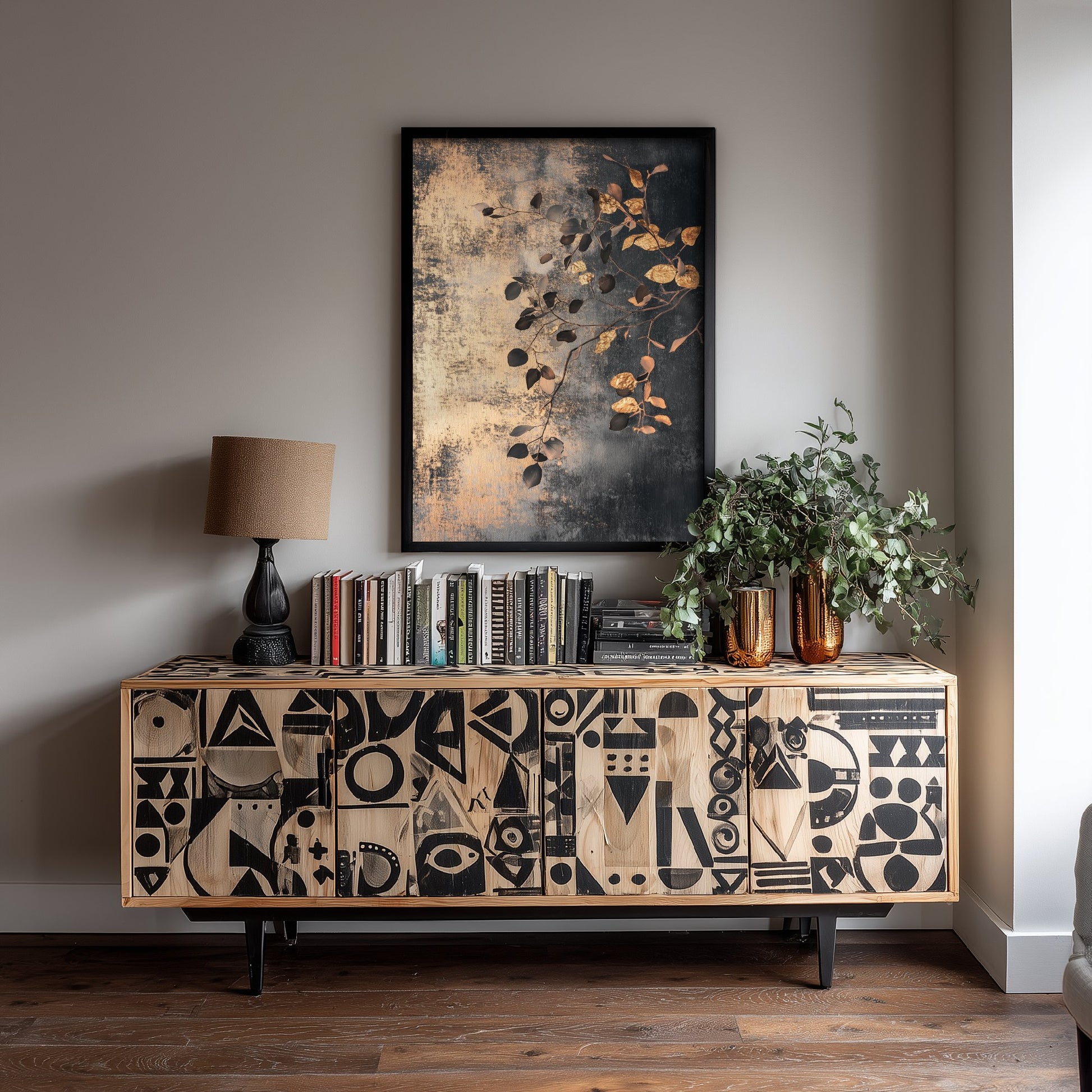 Gold Foil Eucalyptus Poster - Copper Leaf Botanical Art Print - Bronze Painting - Modern Foliage V2 3/3