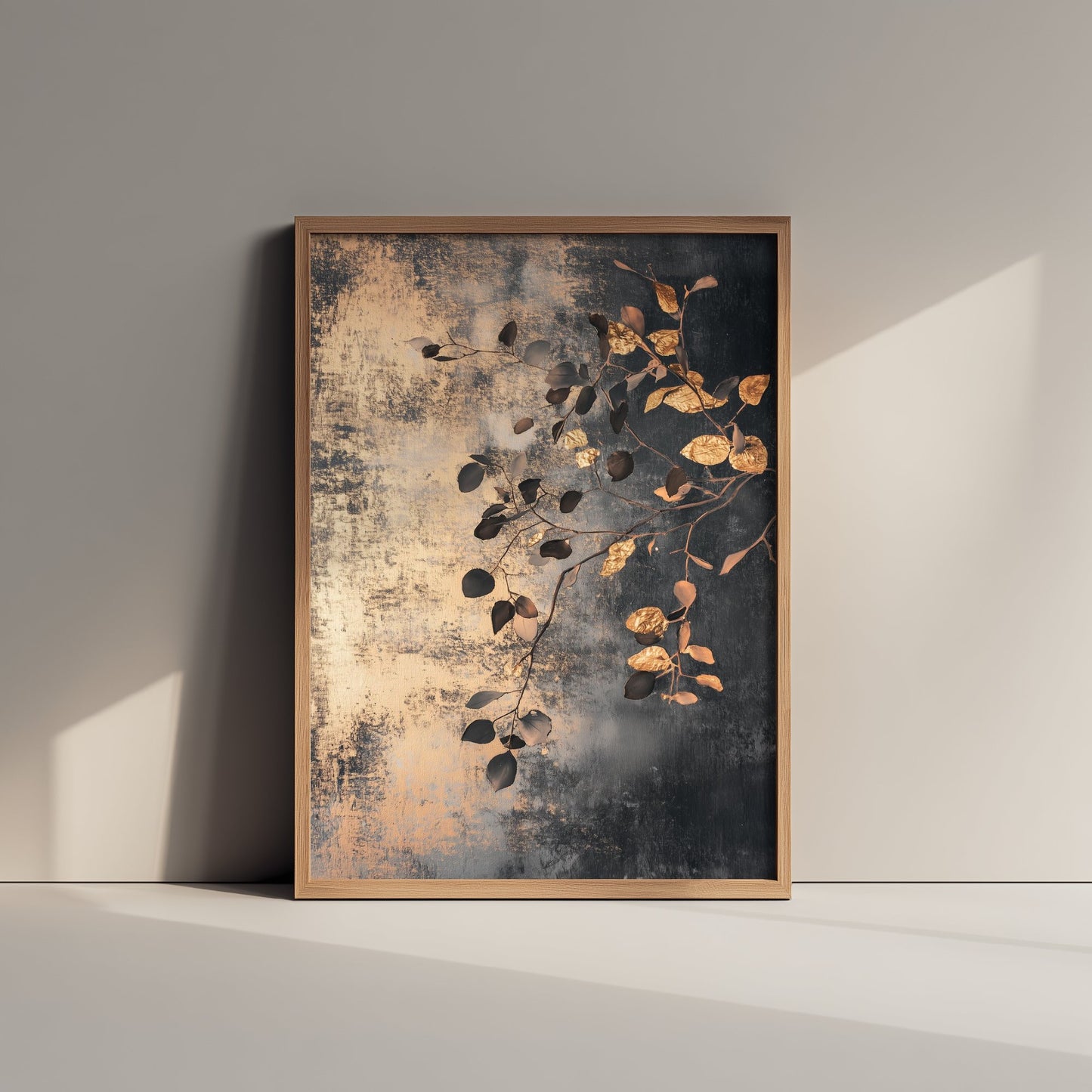 Gold Foil Eucalyptus Poster - Copper Leaf Botanical Art Print - Bronze Painting - Modern Foliage V2 3/3