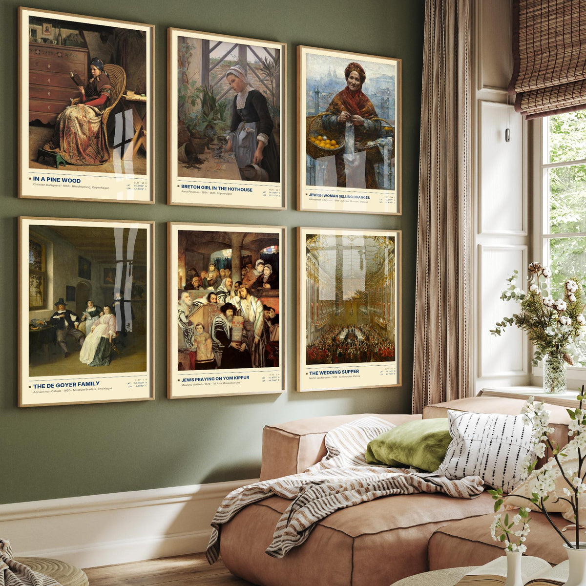 Set of Six Genre Scene Paintings - 6 Everyday Life Art Prints - Dalsgaard, Gierymski, Gottlieb, van Ostade - Wedding Supper Poster