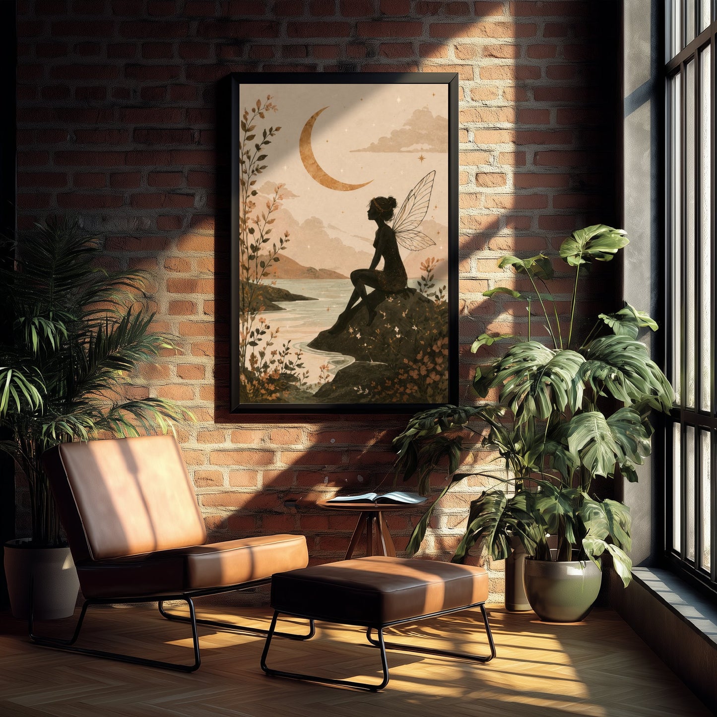 Fairy by the Moonlit Lake Art Print - Celestial Botanical Poster - Whimsical Illustration - Wall Art V1 3/3