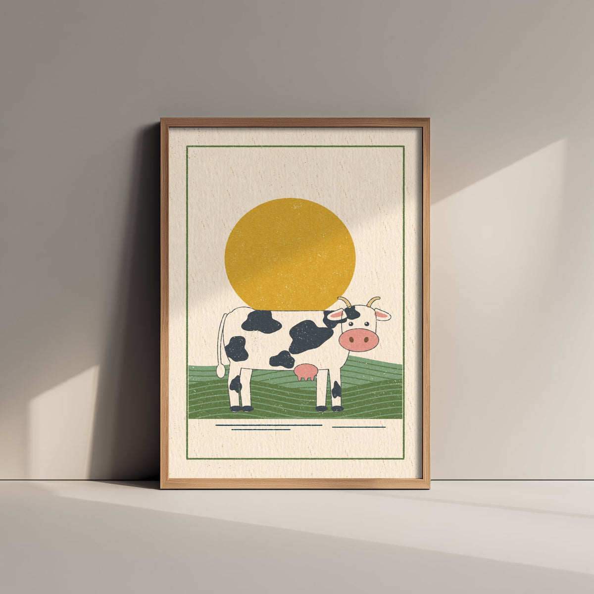 Black and White Cow Art Print - Farm Nursery Poster - Retro Linocut Style Dairy Illustration V1 1/3