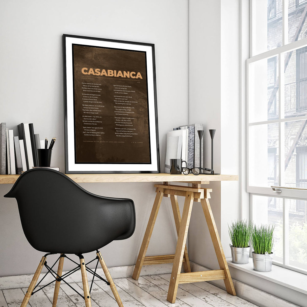 Casabianca by Felicia Hemans Art Print - Boy Stood on the Burning Deck Full Poem Poster over Turner Burning of the Houses of Lords Painting