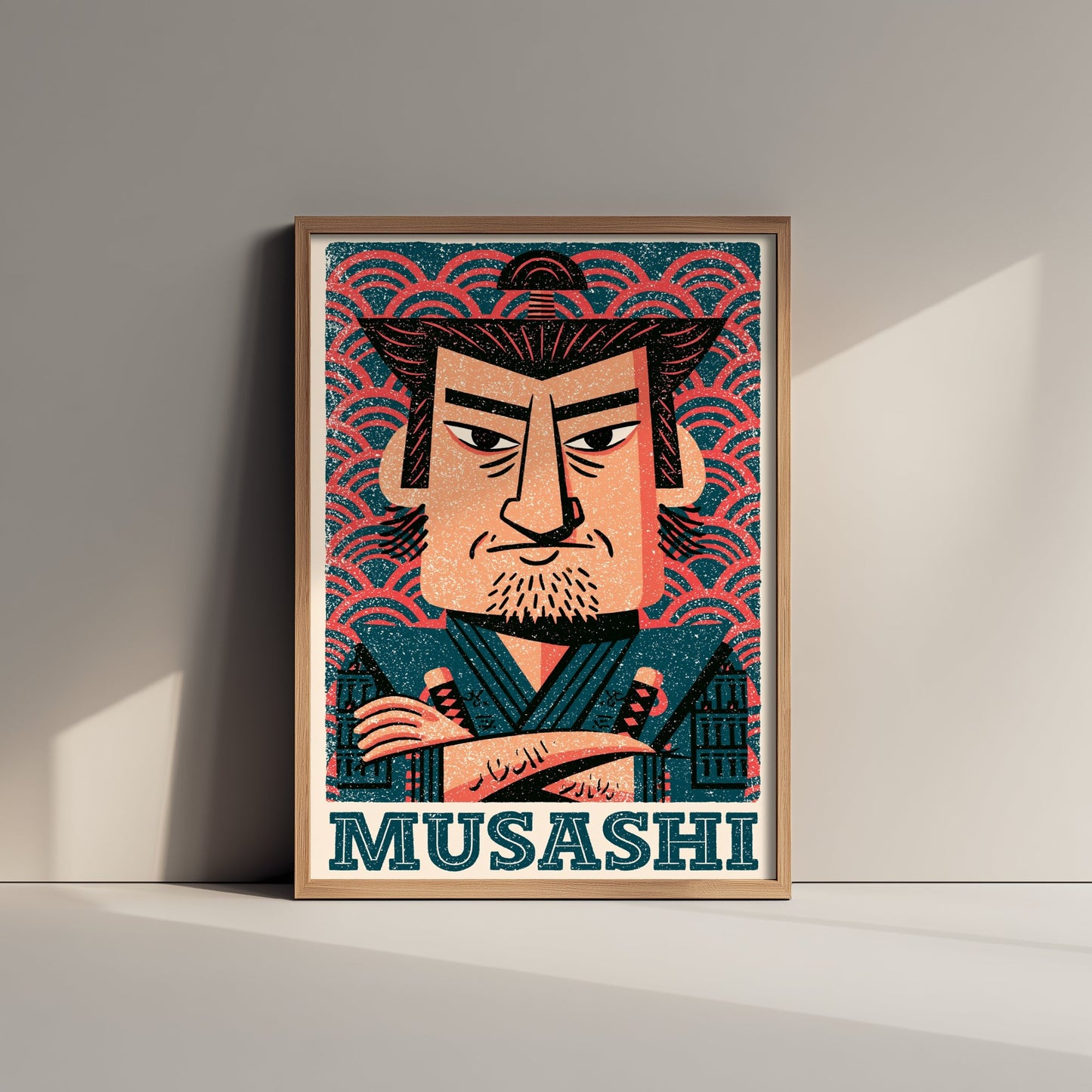 Miyamoto Musashi Art Print - Samurai Portrait Poster - Bold Woodcut Illustration - Feudal Japan History 1/3