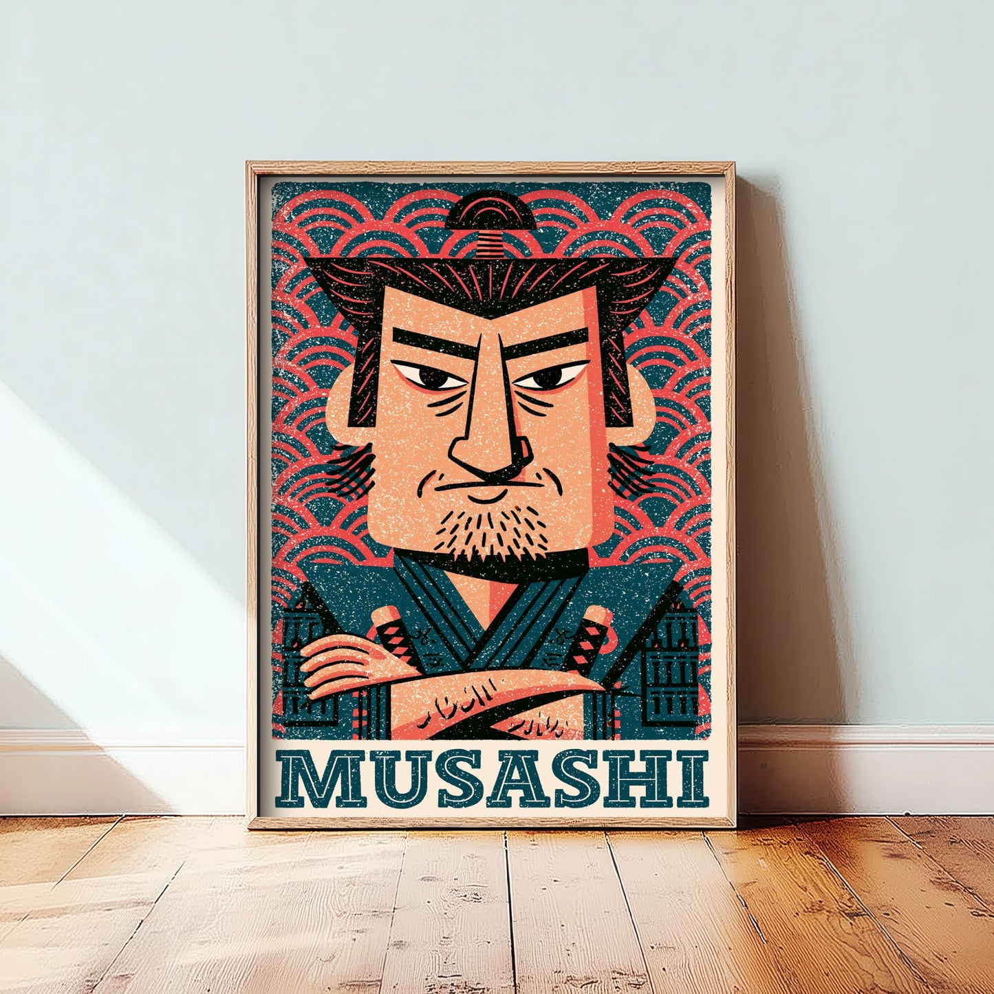 Miyamoto Musashi Art Print - Samurai Portrait Poster - Bold Woodcut Illustration - Feudal Japan History 1/3
