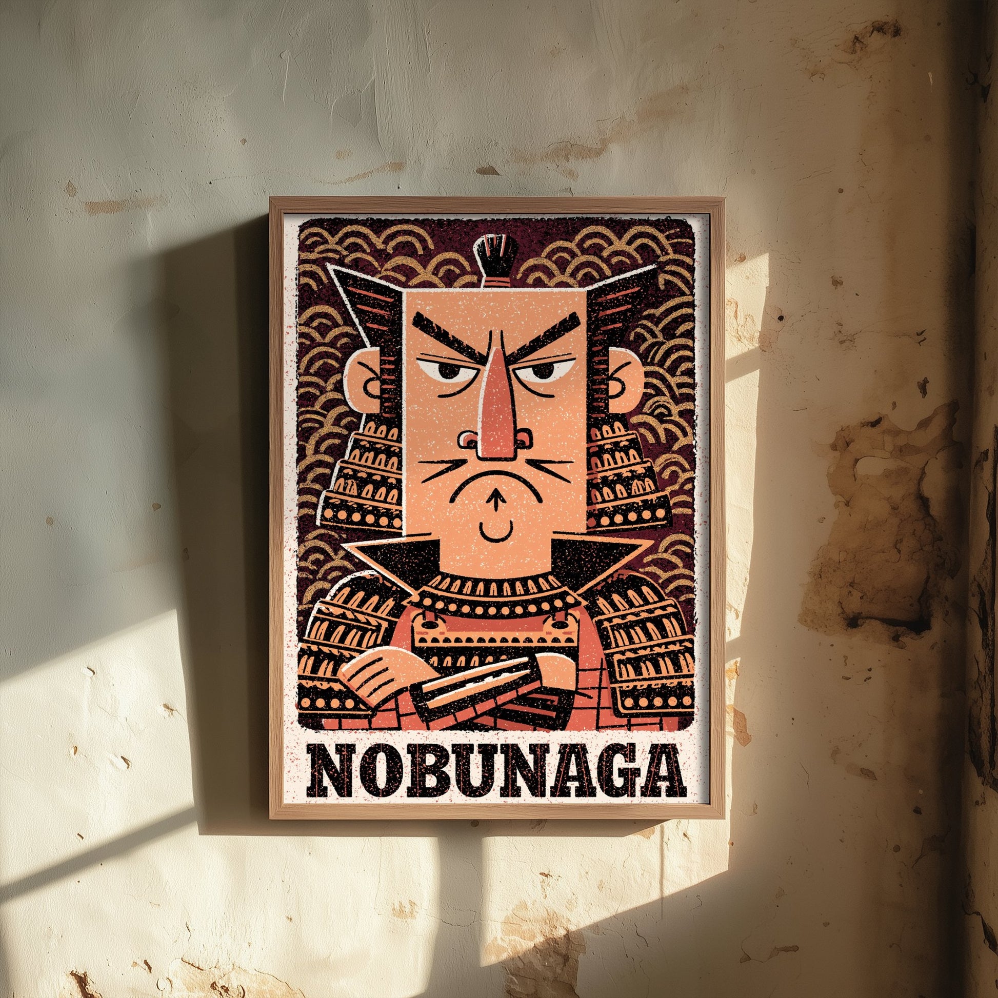 Oda Nobunaga Art Print - Samurai Warlord Portrait Poster - Bold Woodcut Illustration - Feudal Japan 2/3