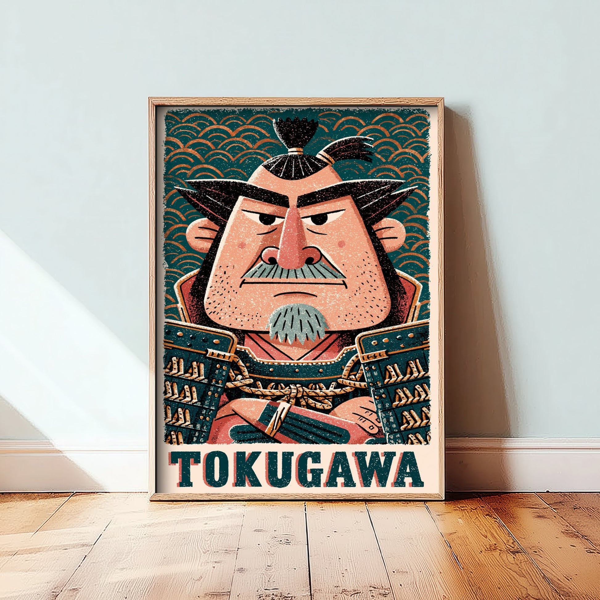 Tokugawa Ieyasu Art Print - Samurai Shogun Portrait Poster - Bold Woodcut Illustration - Feudal Japan 3/3