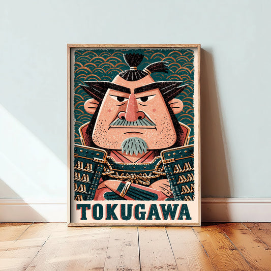 Tokugawa Ieyasu Art Print - Samurai Shogun Portrait Poster - Bold Woodcut Illustration - Feudal Japan 3/3