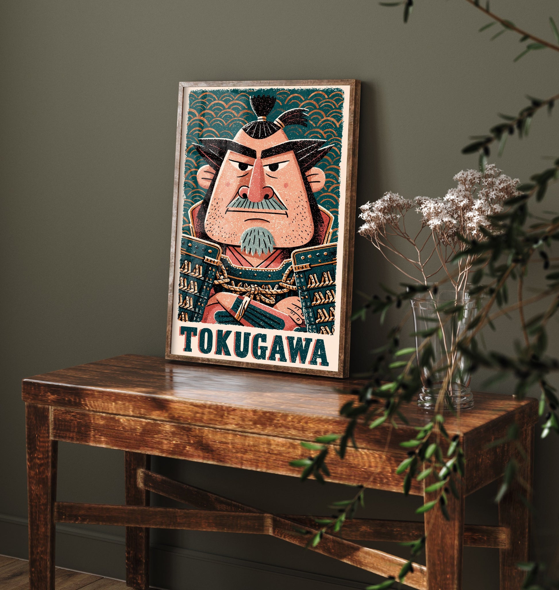 Tokugawa Ieyasu Art Print - Samurai Shogun Portrait Poster - Bold Woodcut Illustration - Feudal Japan 3/3