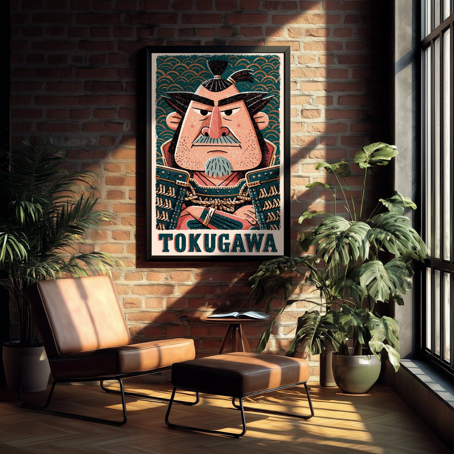 Tokugawa Ieyasu Art Print - Samurai Shogun Portrait Poster - Bold Woodcut Illustration - Feudal Japan 3/3