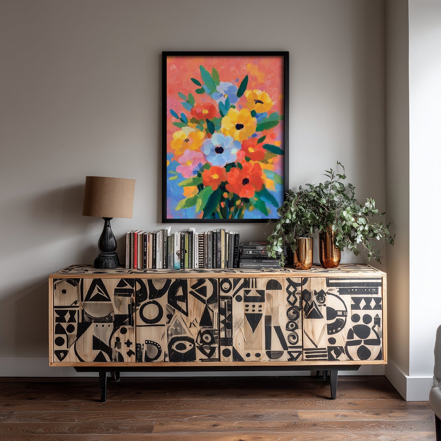 Vintage Flower Watercolour Art Print - Colourful Bouquet Poster - Floral Painting - Bright Blooms 1/3