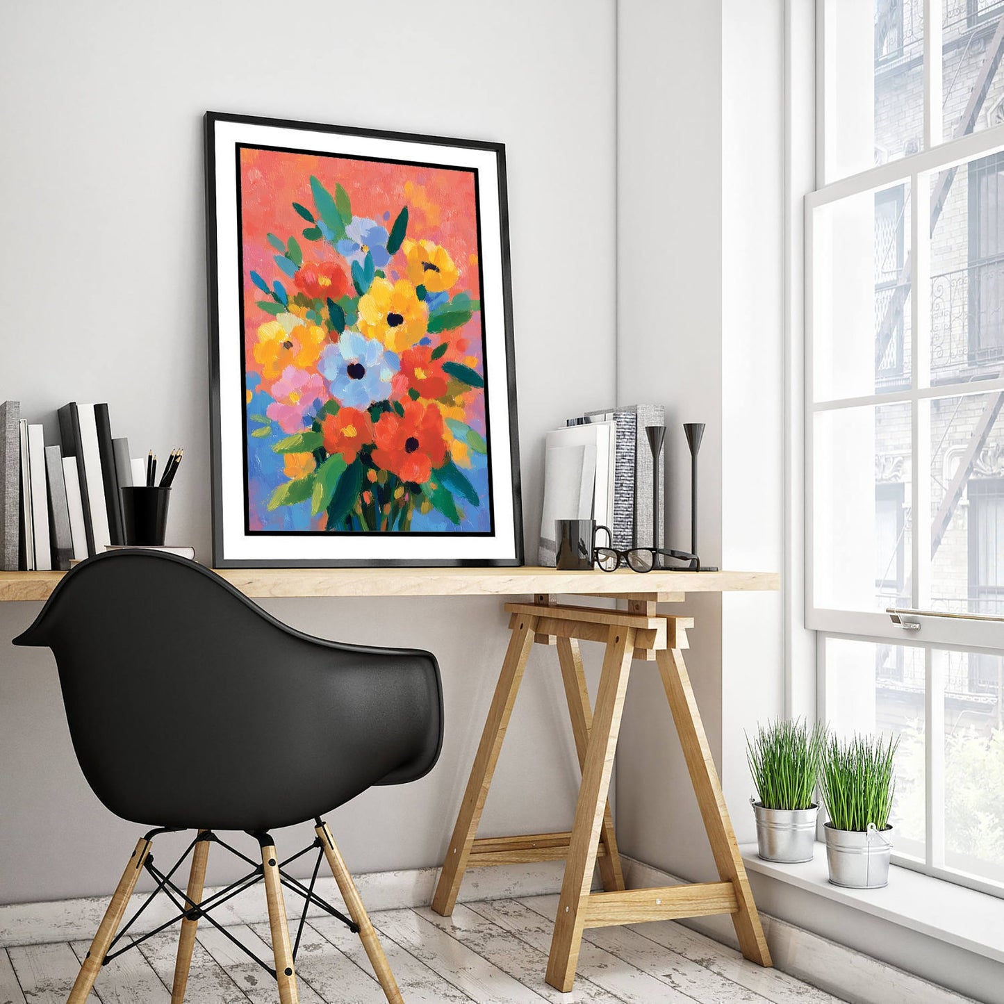 Vintage Flower Watercolour Art Print - Colourful Bouquet Poster - Floral Painting - Bright Blooms 1/3