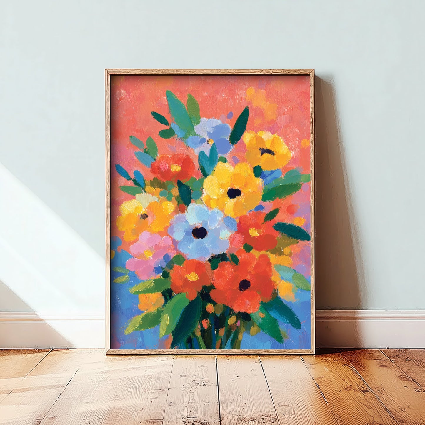 Vintage Flower Watercolour Art Print - Colourful Bouquet Poster - Floral Painting - Bright Blooms 1/3