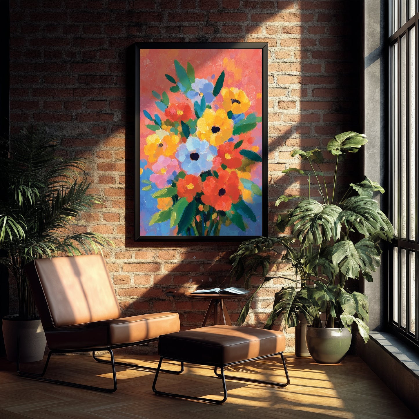 Vintage Flower Watercolour Art Print - Colourful Bouquet Poster - Floral Painting - Bright Blooms 1/3