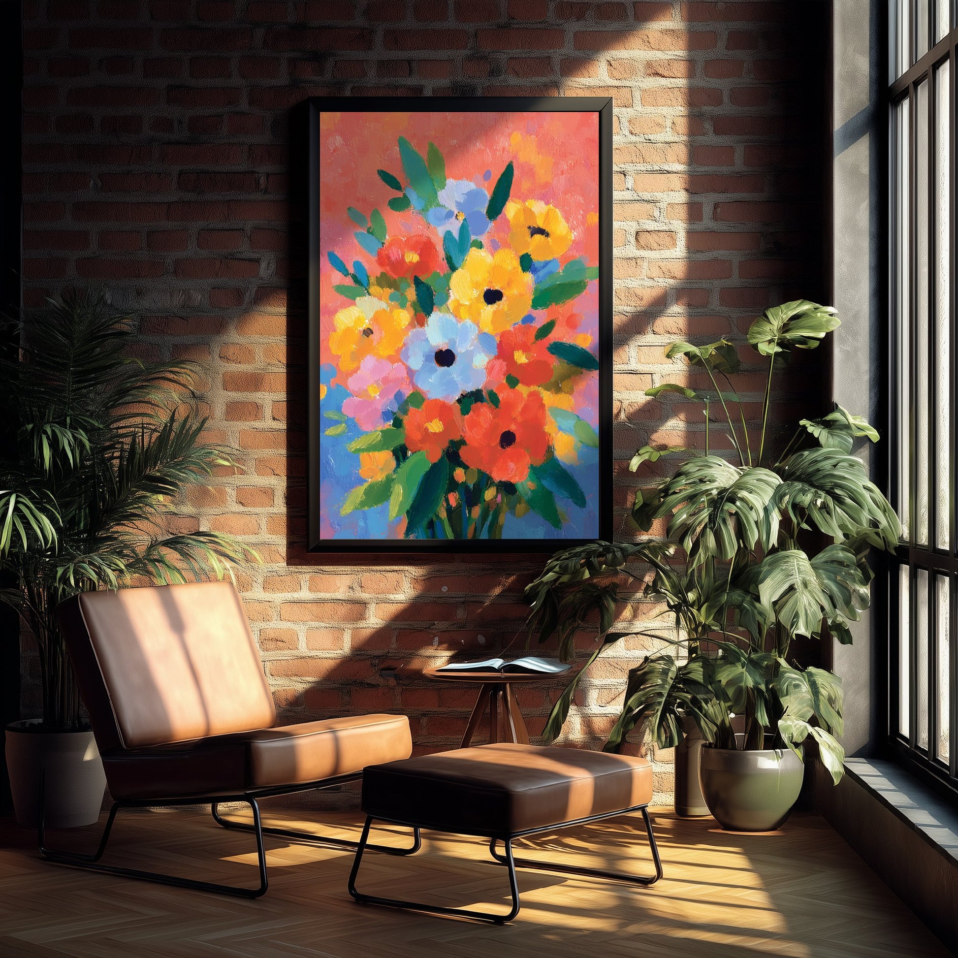 Vintage Flower Watercolour Art Print - Colourful Bouquet Poster - Floral Painting - Bright Blooms 1/3