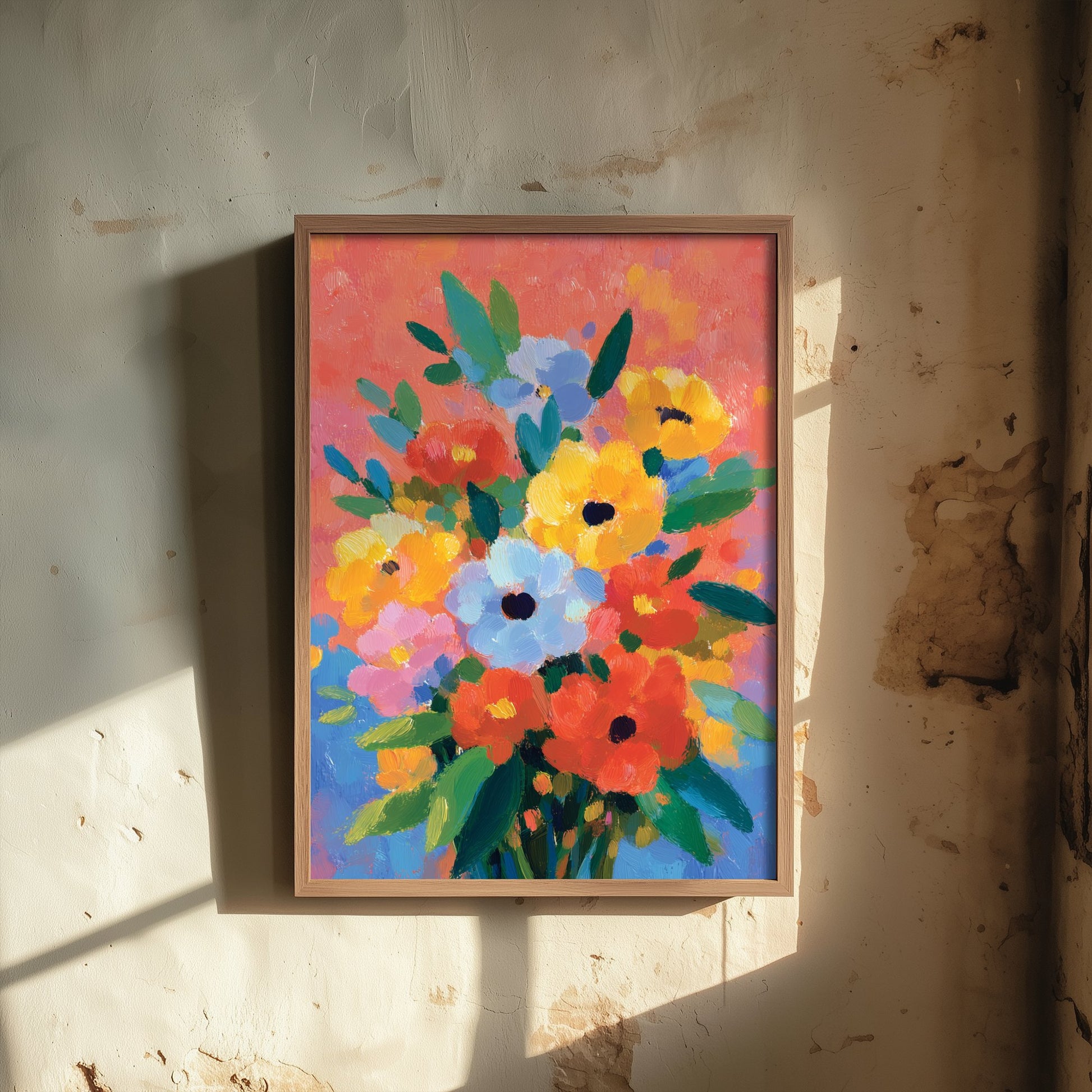 Vintage Flower Watercolour Art Print - Colourful Bouquet Poster - Floral Painting - Bright Blooms 1/3