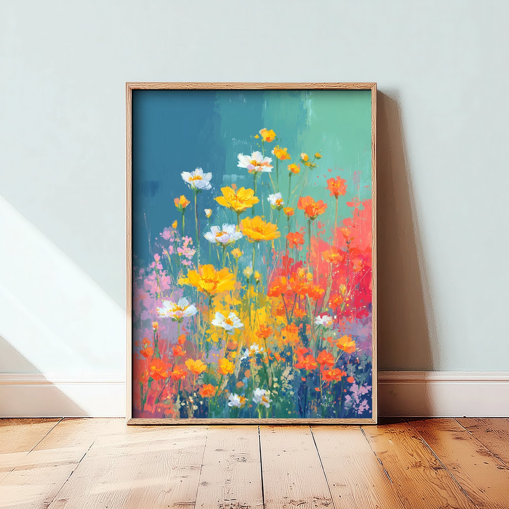 Vintage Wildflower Watercolour Poster - Meadow Flower Art Print - Floral Painting - Teal Blooms 2/3