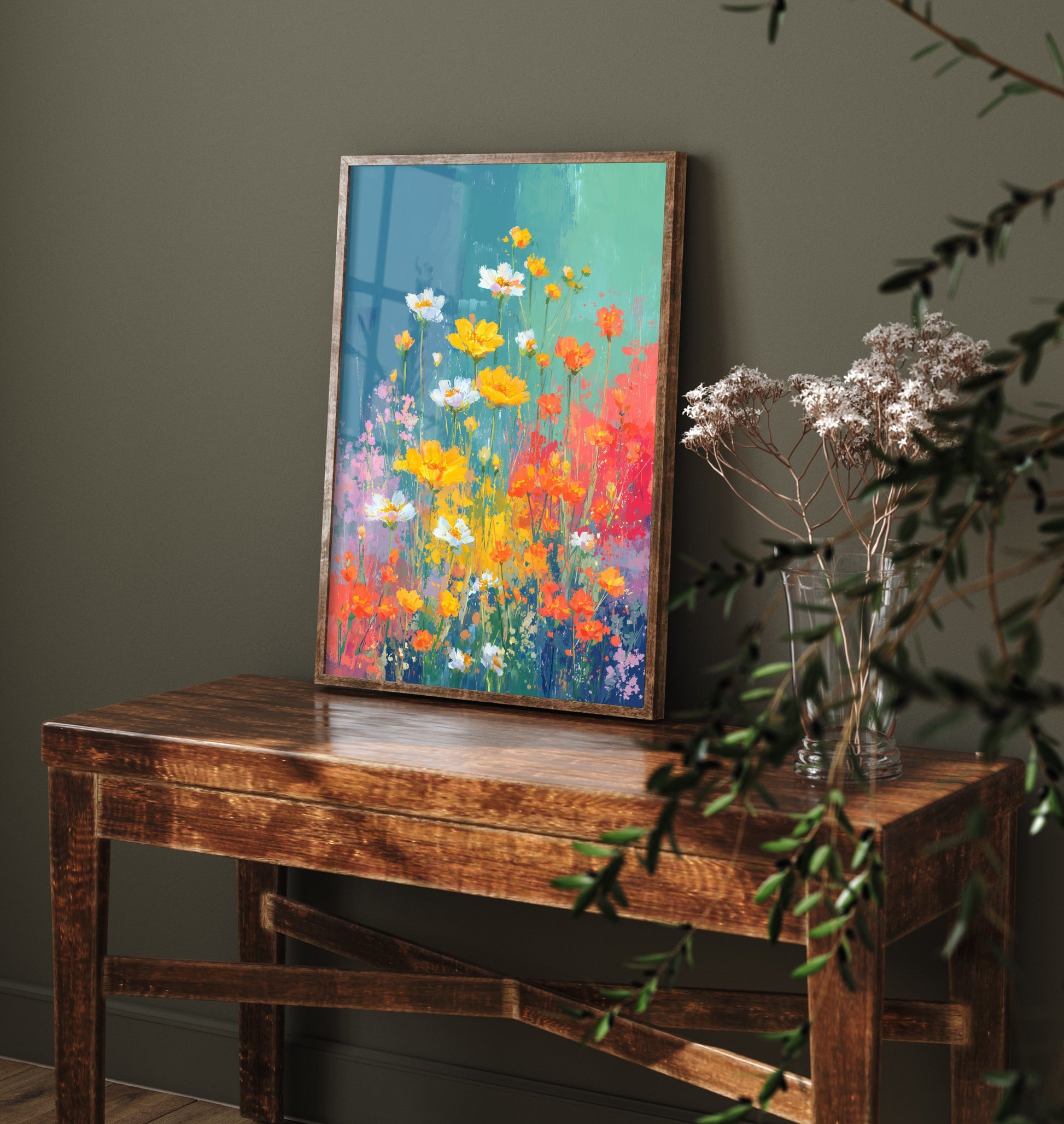 Vintage Wildflower Watercolour Poster - Meadow Flower Art Print - Floral Painting - Teal Blooms 2/3