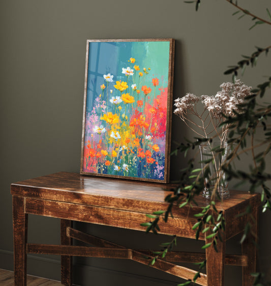 Vintage Wildflower Watercolour Poster - Meadow Flower Art Print - Floral Painting - Teal Blooms 2/3