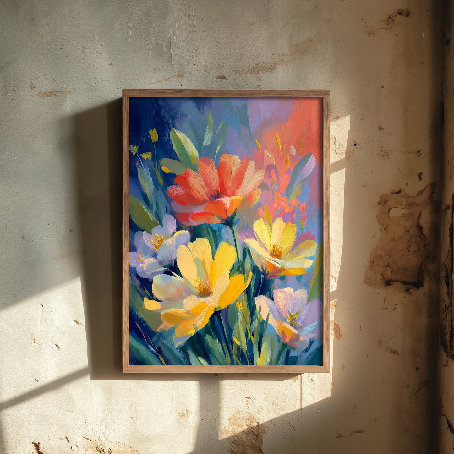 Vintage Flower Watercolour Art Print - Red Yellow Bloom Poster - Floral Painting - Bold Bouquet 3/3