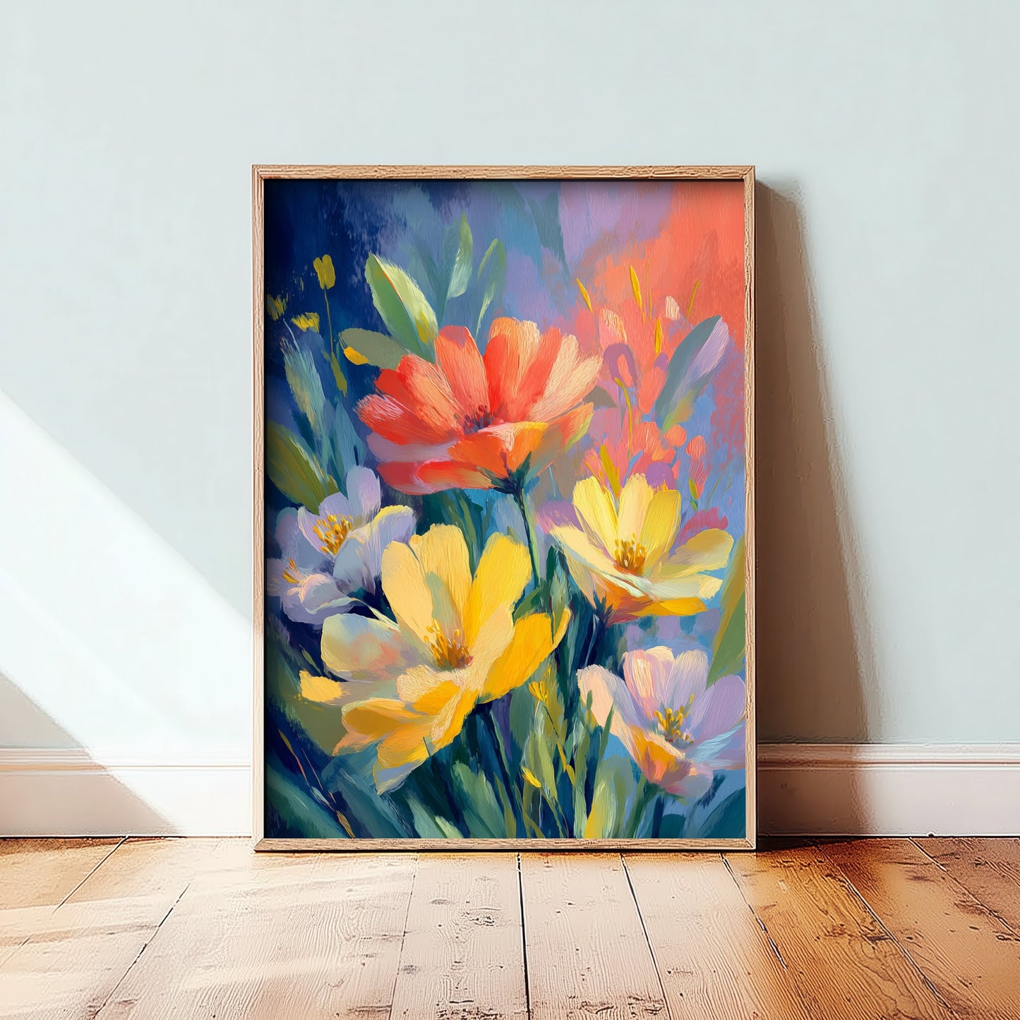 Vintage Flower Watercolour Art Print - Red Yellow Bloom Poster - Floral Painting - Bold Bouquet 3/3
