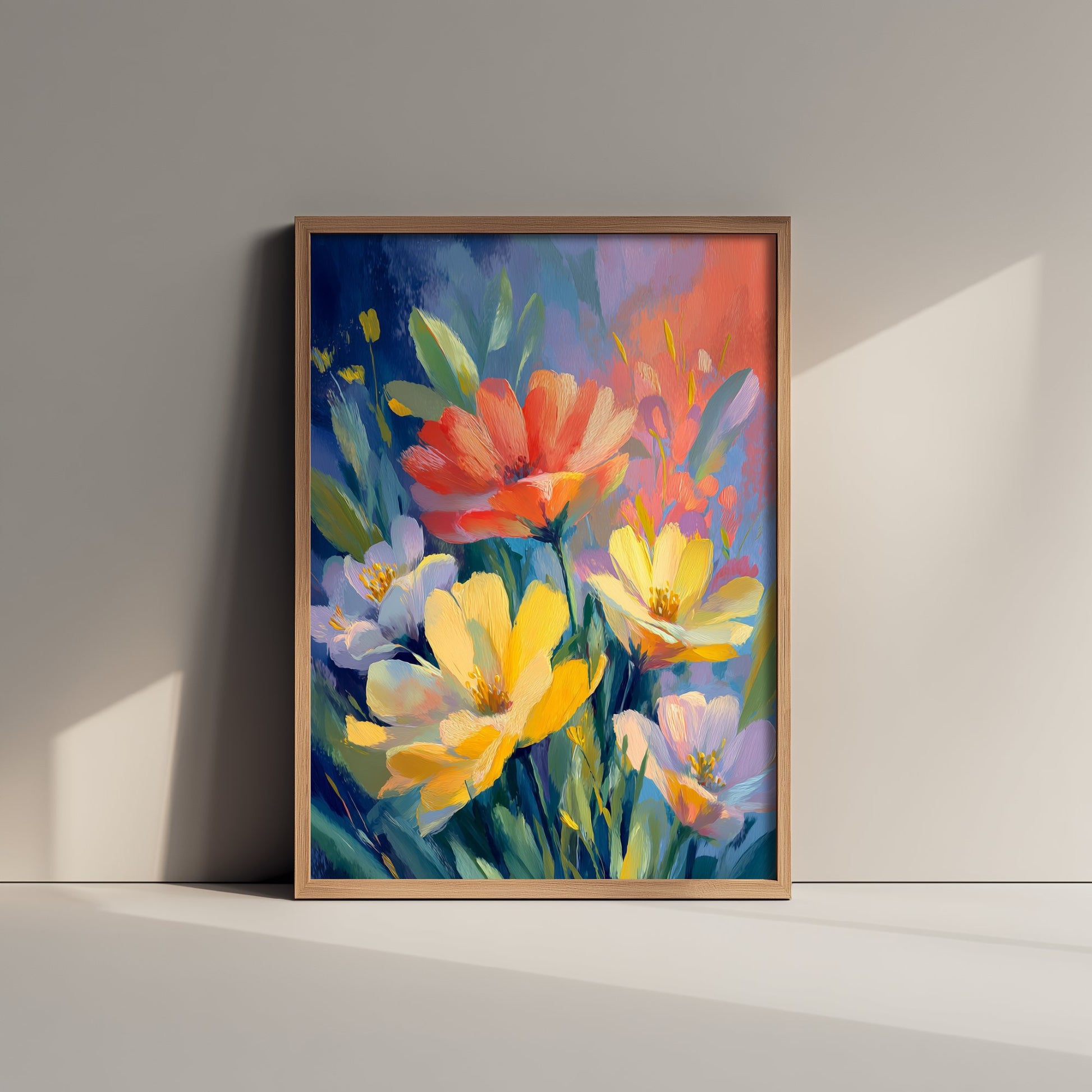 Vintage Flower Watercolour Art Print - Red Yellow Bloom Poster - Floral Painting - Bold Bouquet 3/3
