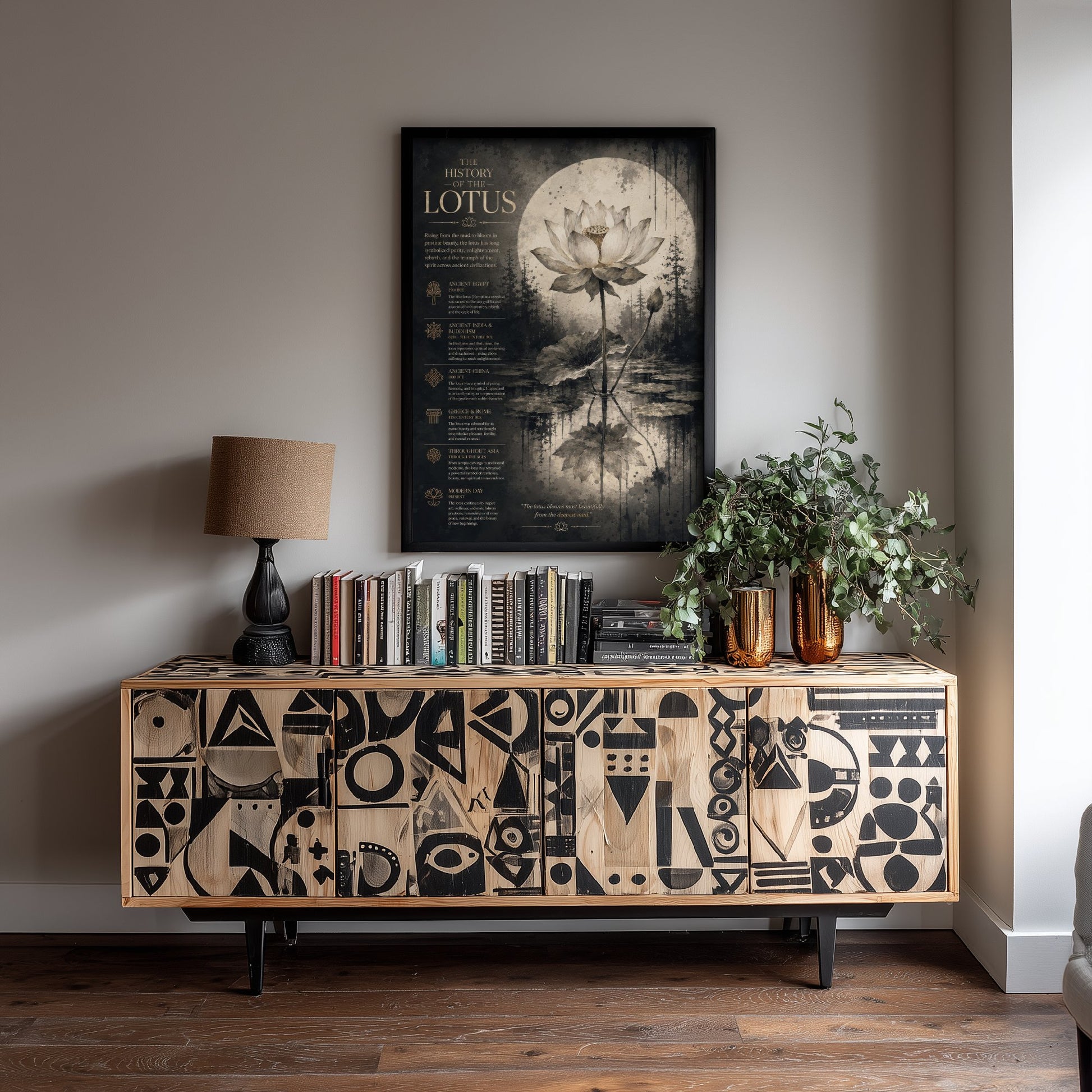 History of the Lotus Art Print - Vintage Botanical Poster - Dark Academia Flower Painting - Educational Wall Art 2/3