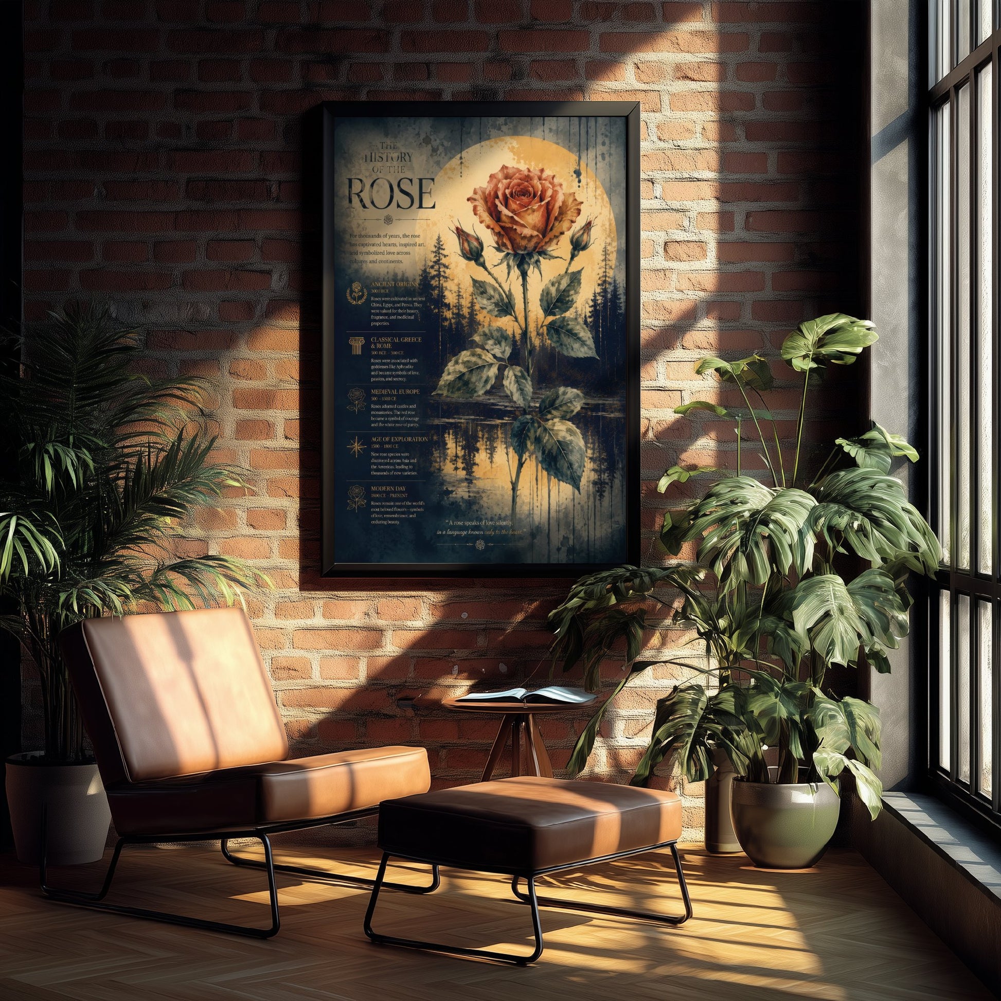 History of the Rose Art Print - Vintage Botanical Poster - Dark Academia Flower Painting - Educational Wall Art 3/3