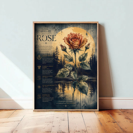 History of the Rose Art Print - Vintage Botanical Poster - Dark Academia Flower Painting - Educational Wall Art 3/3
