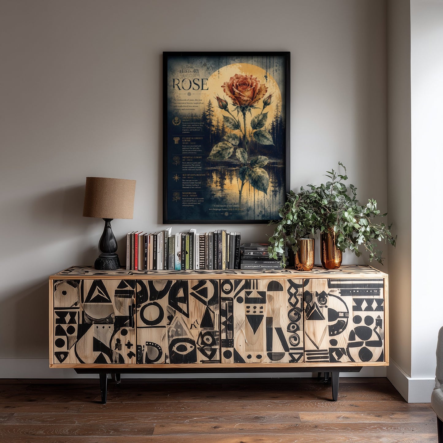 History of the Rose Art Print - Vintage Botanical Poster - Dark Academia Flower Painting - Educational Wall Art 3/3