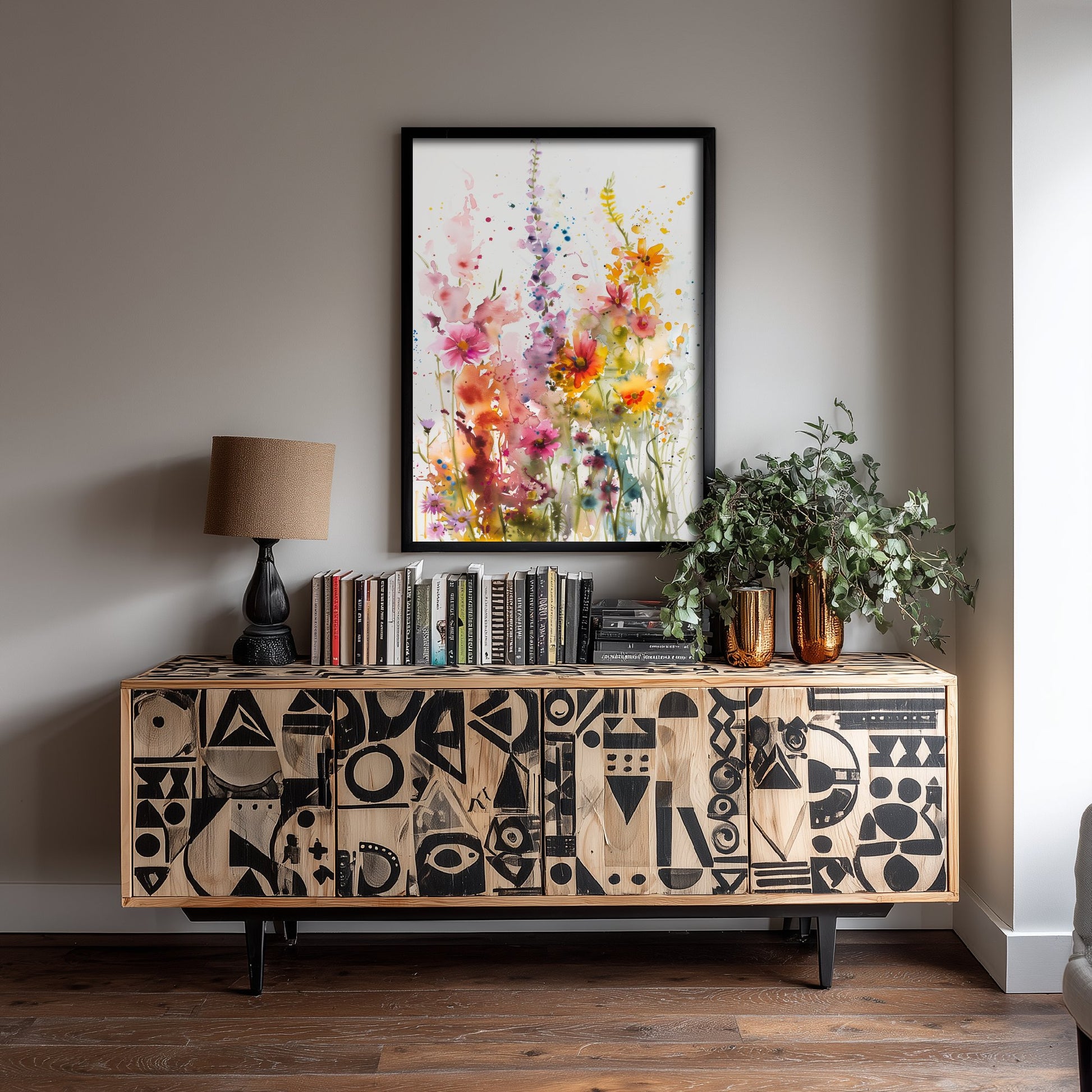 Watercolour Wildflower Art Print - Colourful Floral Painting Poster - Emotive Botanical - Bright Flower Wall Art V2 1/3