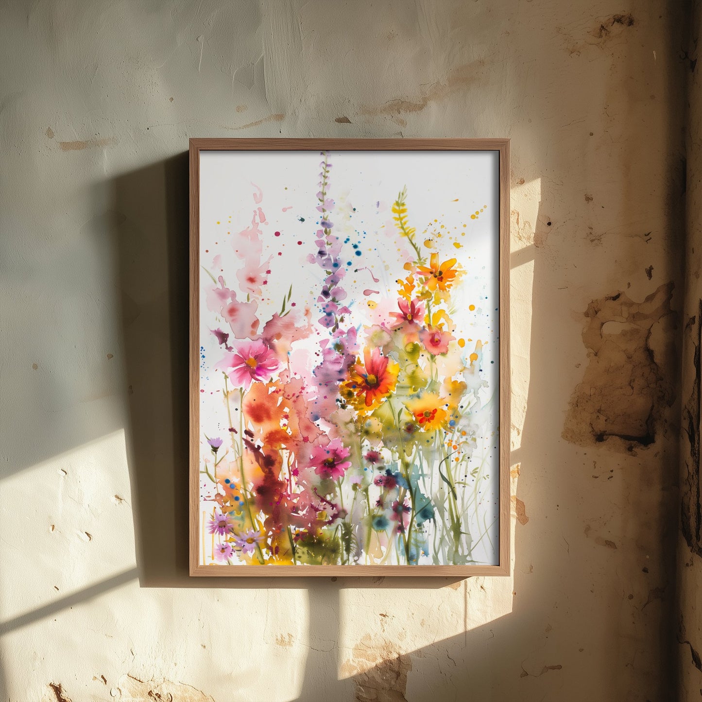 Watercolour Wildflower Art Print - Colourful Floral Painting Poster - Emotive Botanical - Bright Flower Wall Art V2 1/3