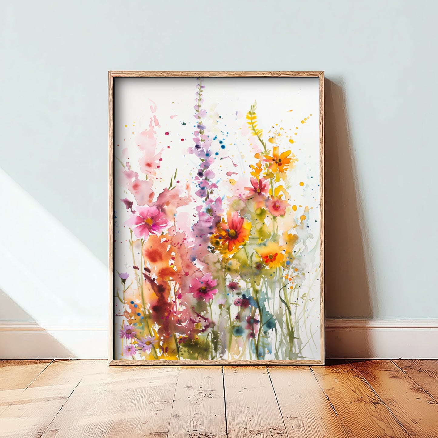 Watercolour Wildflower Art Print - Colourful Floral Painting Poster - Emotive Botanical - Bright Flower Wall Art V2 1/3