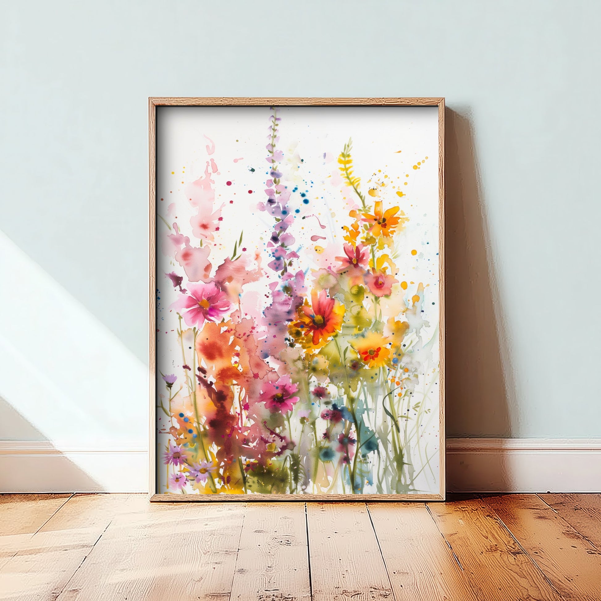 Watercolour Wildflower Art Print - Colourful Floral Painting Poster - Emotive Botanical - Bright Flower Wall Art V2 1/3