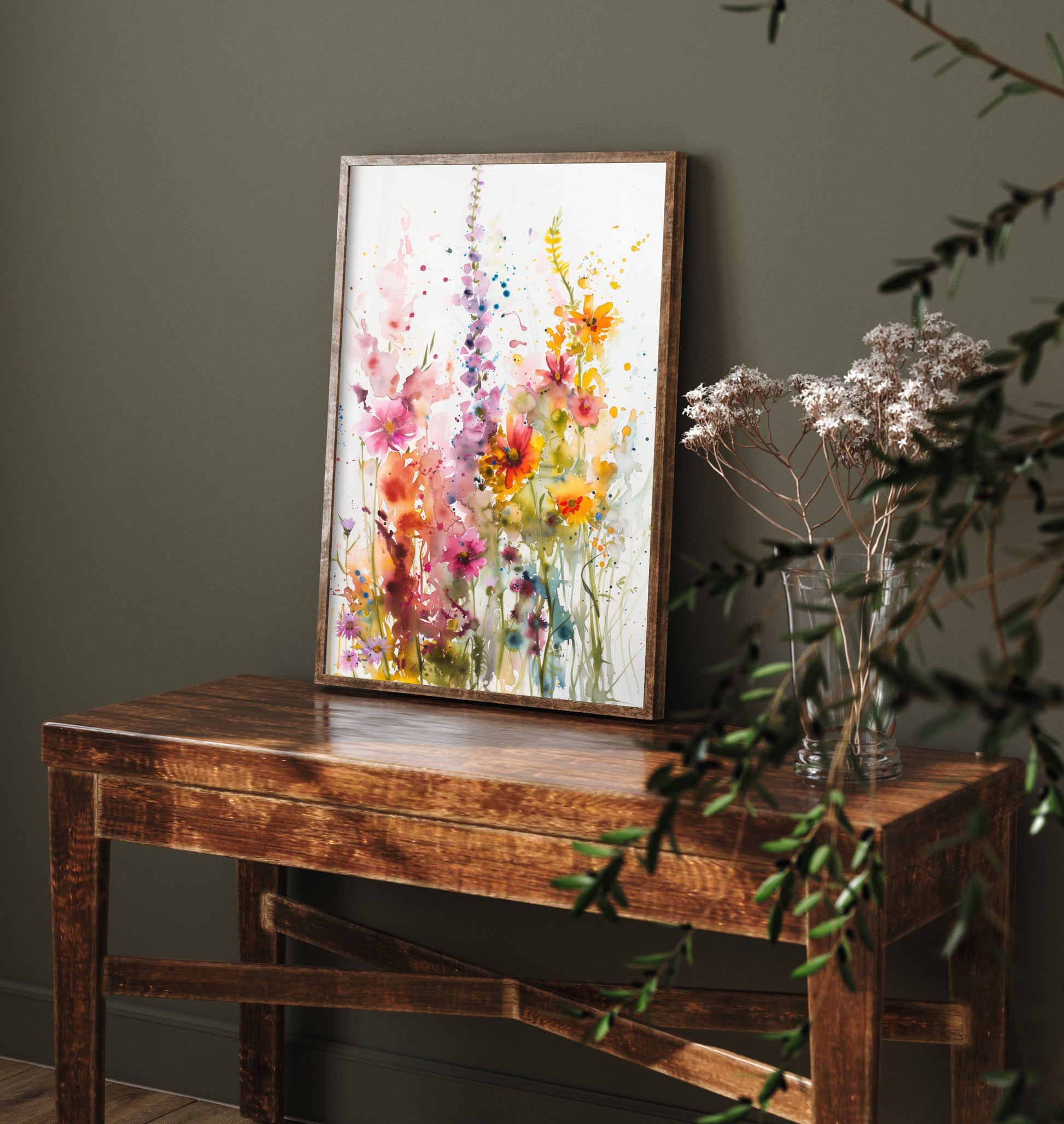 Watercolour Wildflower Art Print - Colourful Floral Painting Poster - Emotive Botanical - Bright Flower Wall Art V2 1/3