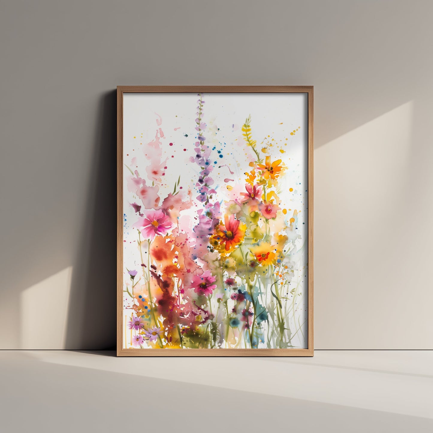 Watercolour Wildflower Art Print - Colourful Floral Painting Poster - Emotive Botanical - Bright Flower Wall Art V2 1/3
