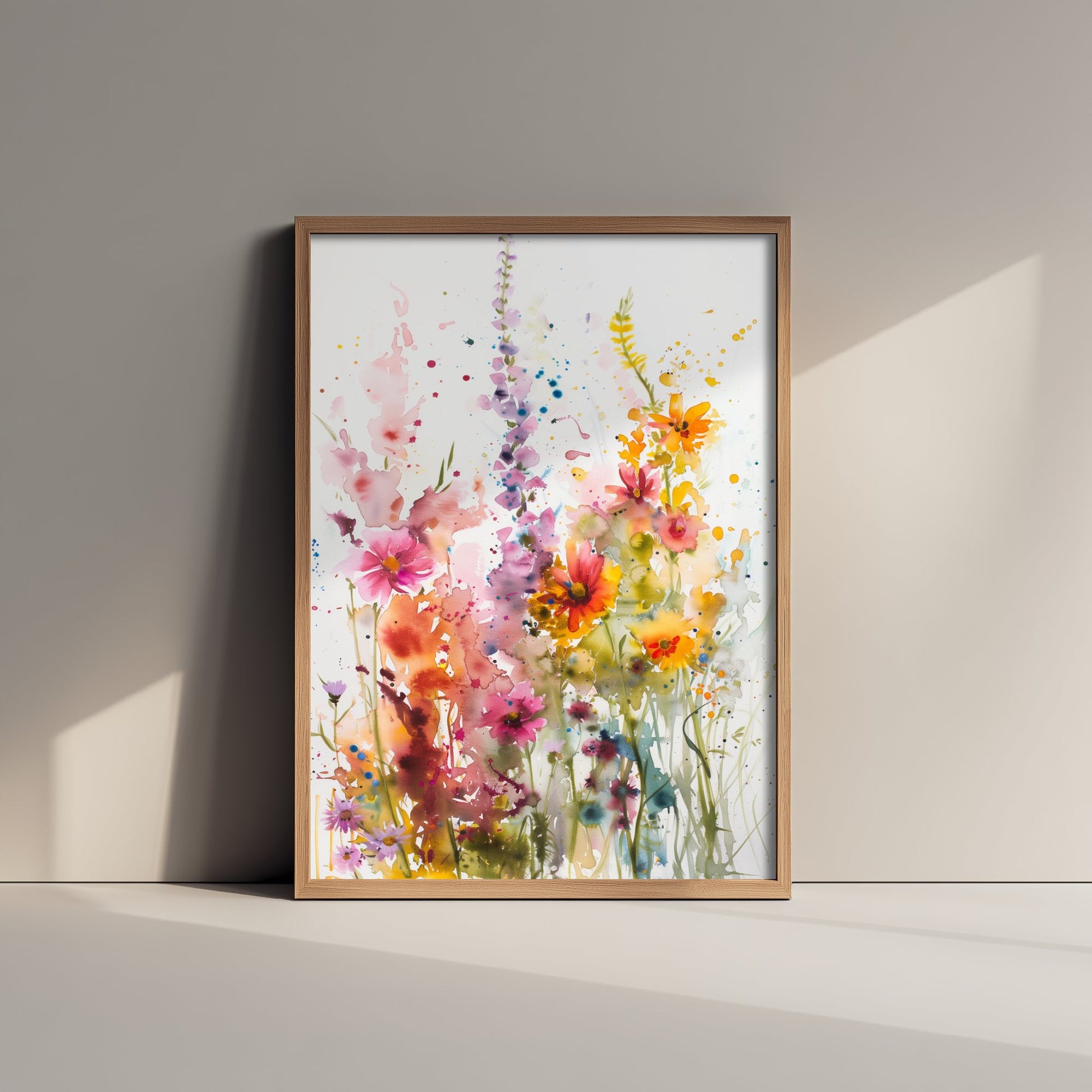Watercolour Wildflower Art Print - Colourful Floral Painting Poster - Emotive Botanical - Bright Flower Wall Art V2 1/3