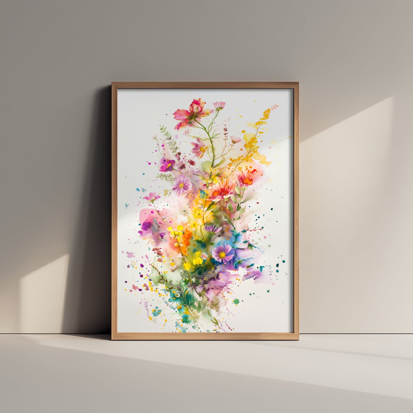 Watercolour Wildflower Art Print - Colourful Floral Painting Poster - Emotive Botanical - Meadow Flower Wall Art V2 2/3